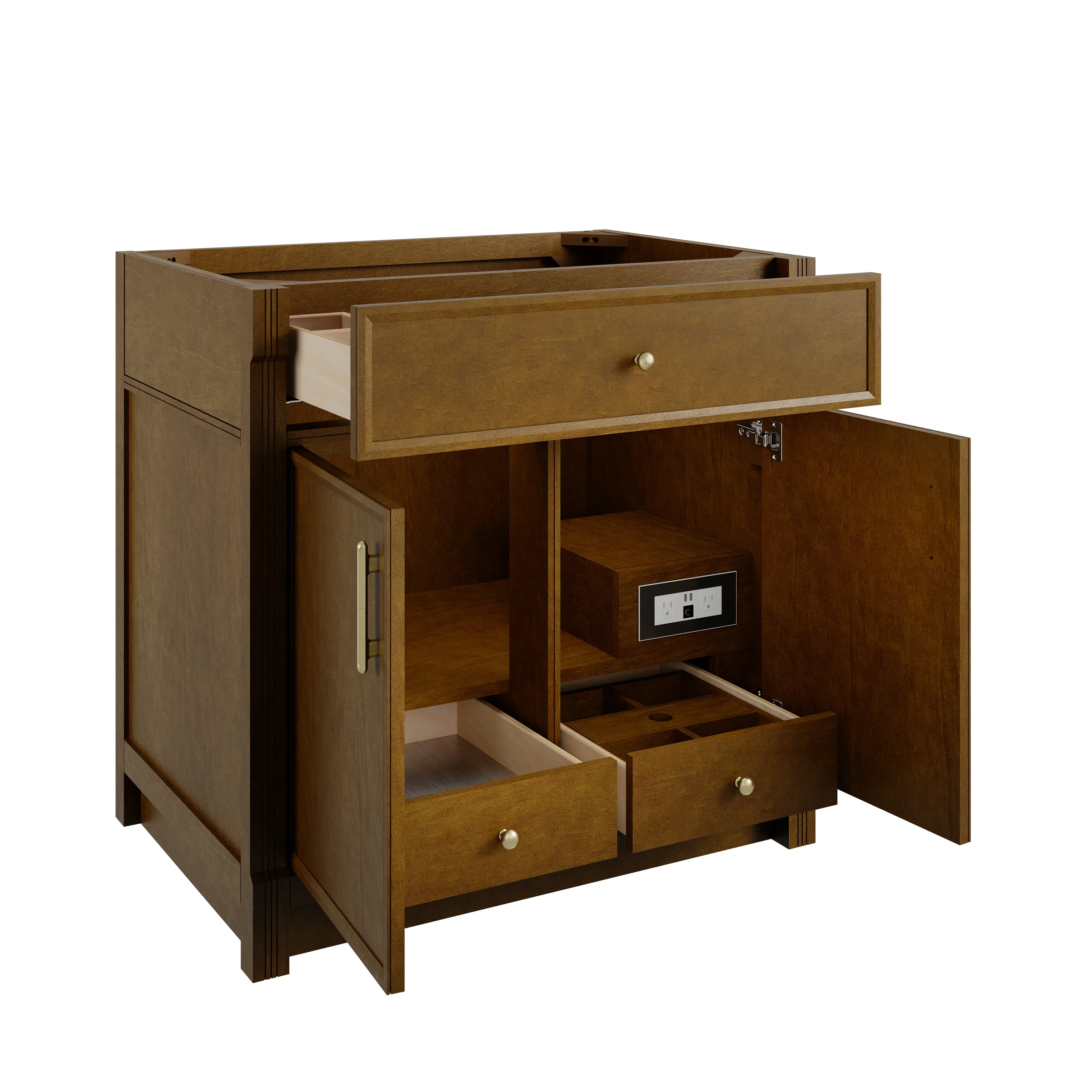 Bellshire 36" Single Vanity, Honey Oak w/ 3 CM Phantome Eclos Top