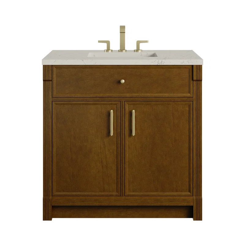 Bellshire 36" Single Vanity, Honey Oak w/ 3 CM Siberian Silestone Top