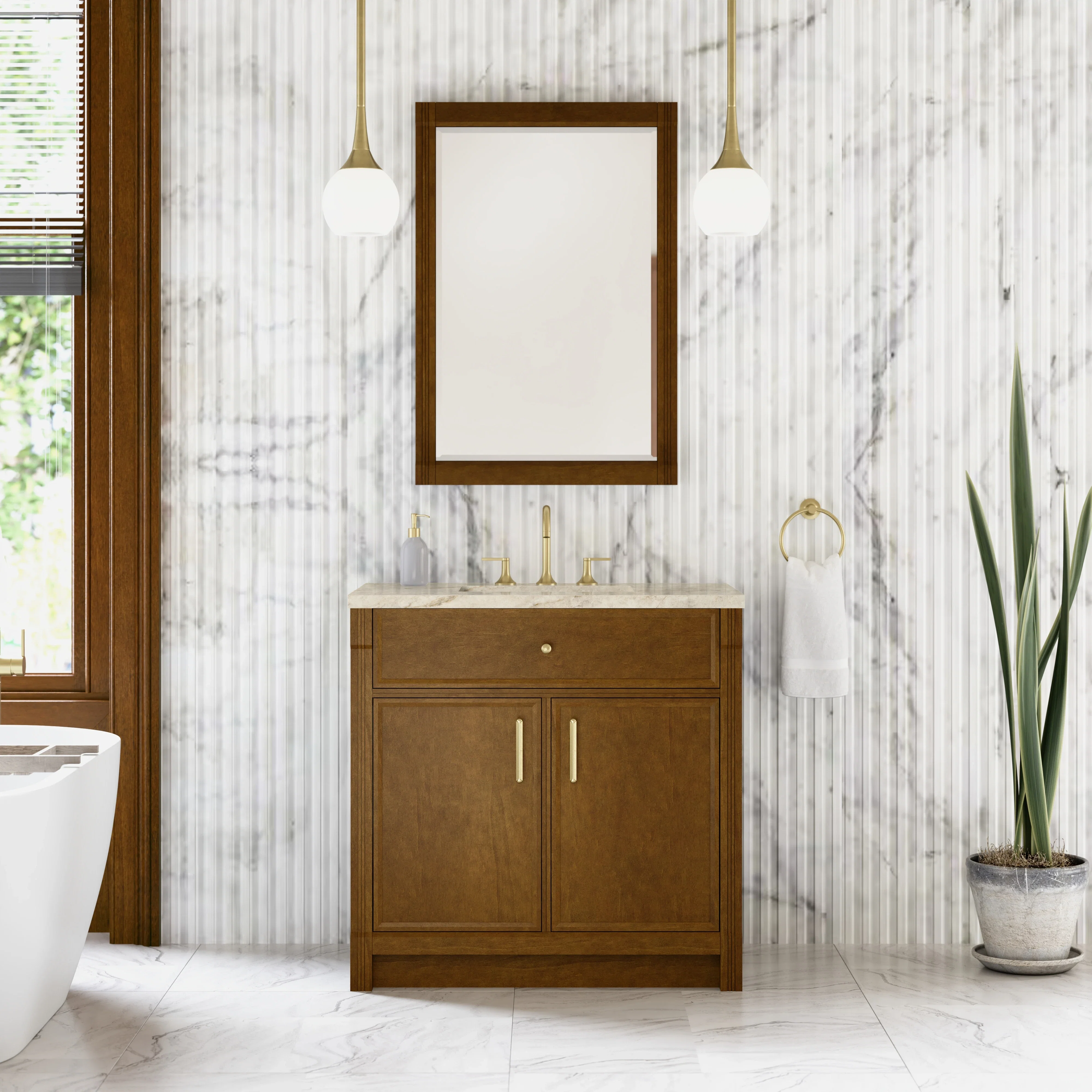 Bellshire 36" Single Vanity, Honey Oak w/ 3 CM Tajnar Eclos Top