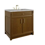 Bellshire 36" Single Vanity, Honey Oak w/ 3 CM Victorian Silver Silestone Top