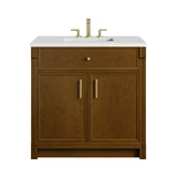 Bellshire 36" Single Vanity, Honey Oak w/ 3 CM White Zeus Silestone Top