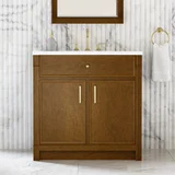 Bellshire 36" Single Vanity, Honey Oak w/ 3 CM White Zeus Silestone Top