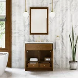 Bellshire 36" Single Vanity, Honey Oak w/ 3 CM White Zeus Silestone Top