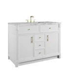 Bellshire 48" Single Vanity, Bright White w/ 3 CM Carrara Marble Top