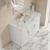 Bellshire 48" Single Vanity, Bright White w/ 3 CM Carrara Marble Top