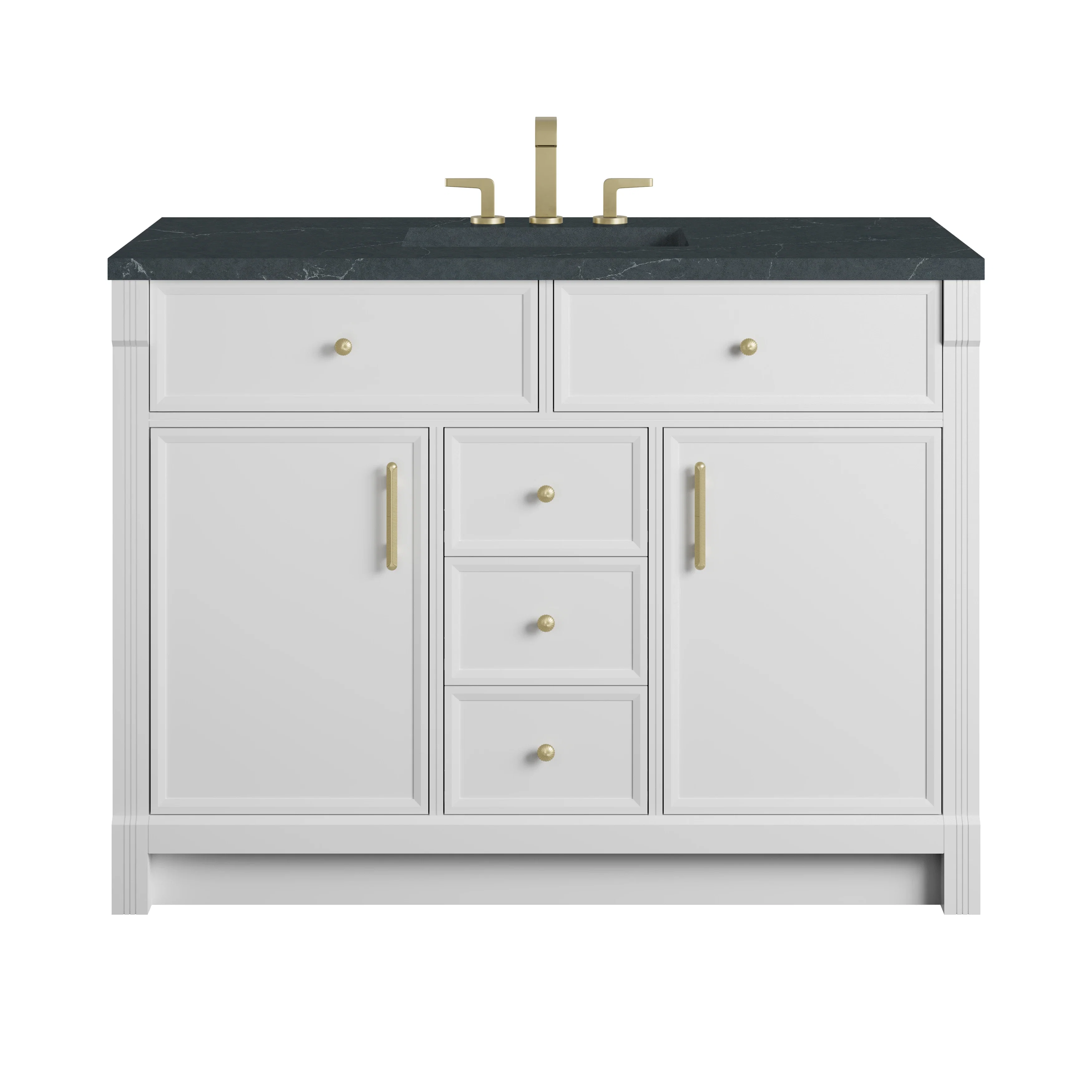 Bellshire 48" Single Vanity, Bright White w/ 3 CM Charcoal Soapstone Silestone Top