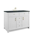 Bellshire 48" Single Vanity, Bright White w/ 3 CM Charcoal Soapstone Silestone Top