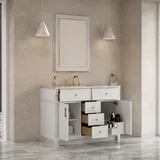 Bellshire 48" Single Vanity, Bright White w/ 3 CM Eternal Jasmine Pearl Silestone Top