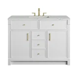Bellshire 48" Single Vanity, Bright White w/ 3 CM Ethereal Noctis Silestone Top
