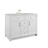 Bellshire 48" Single Vanity, Bright White w/ 3 CM Ethereal Noctis Silestone Top
