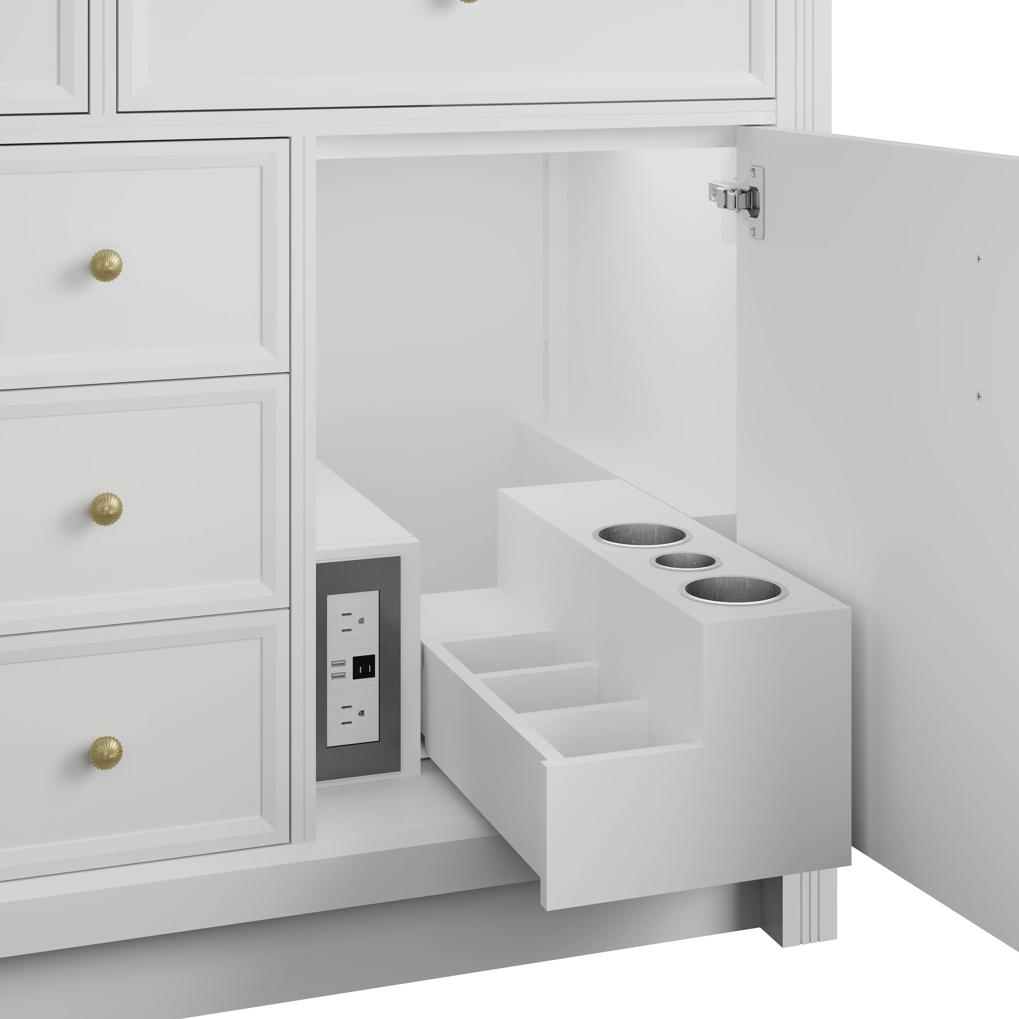 Bellshire 48" Single Vanity, Bright White w/ 3 CM Ethereal Noctis Silestone Top