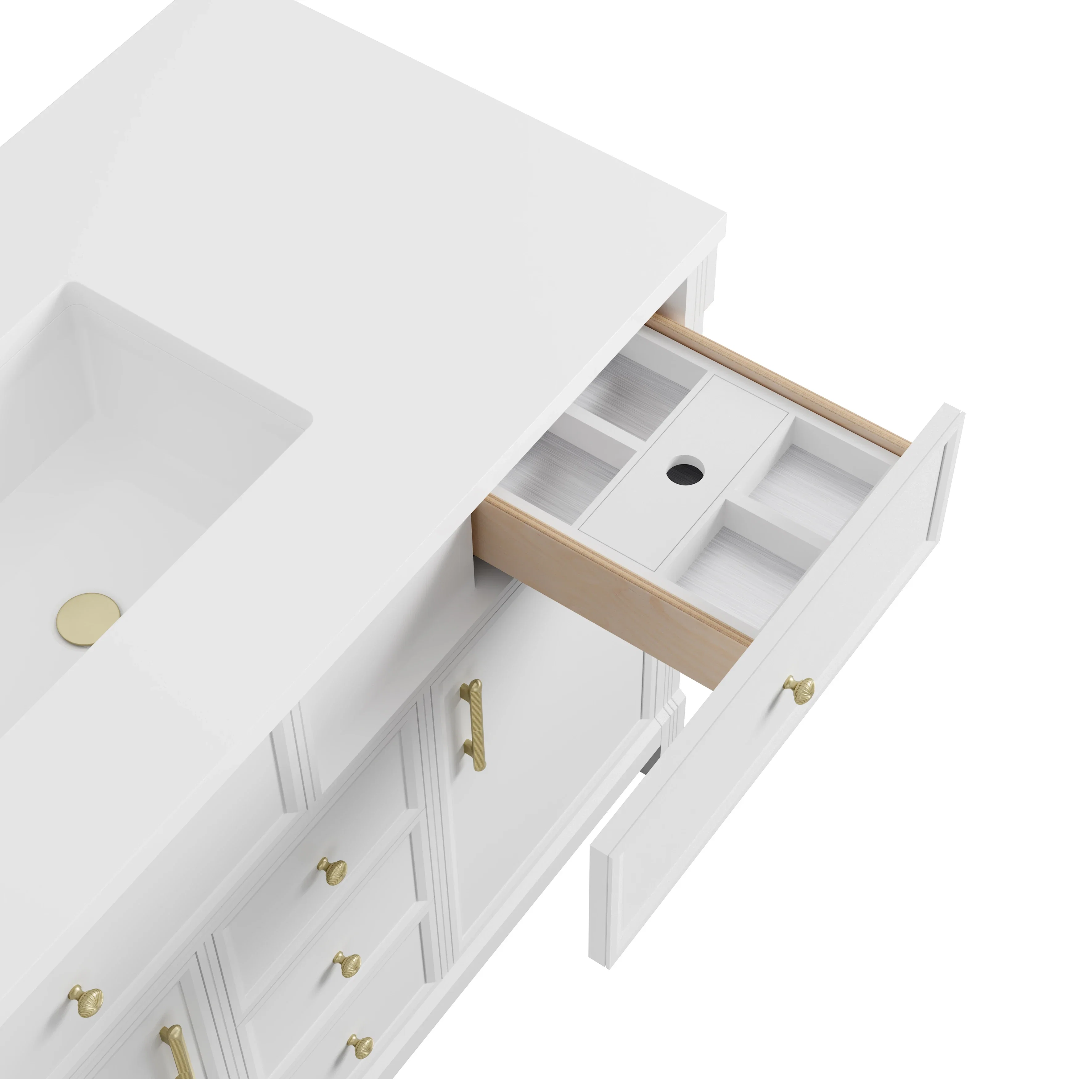 Bellshire 48" Single Vanity, Bright White w/ 3 CM Ethereal Noctis Silestone Top