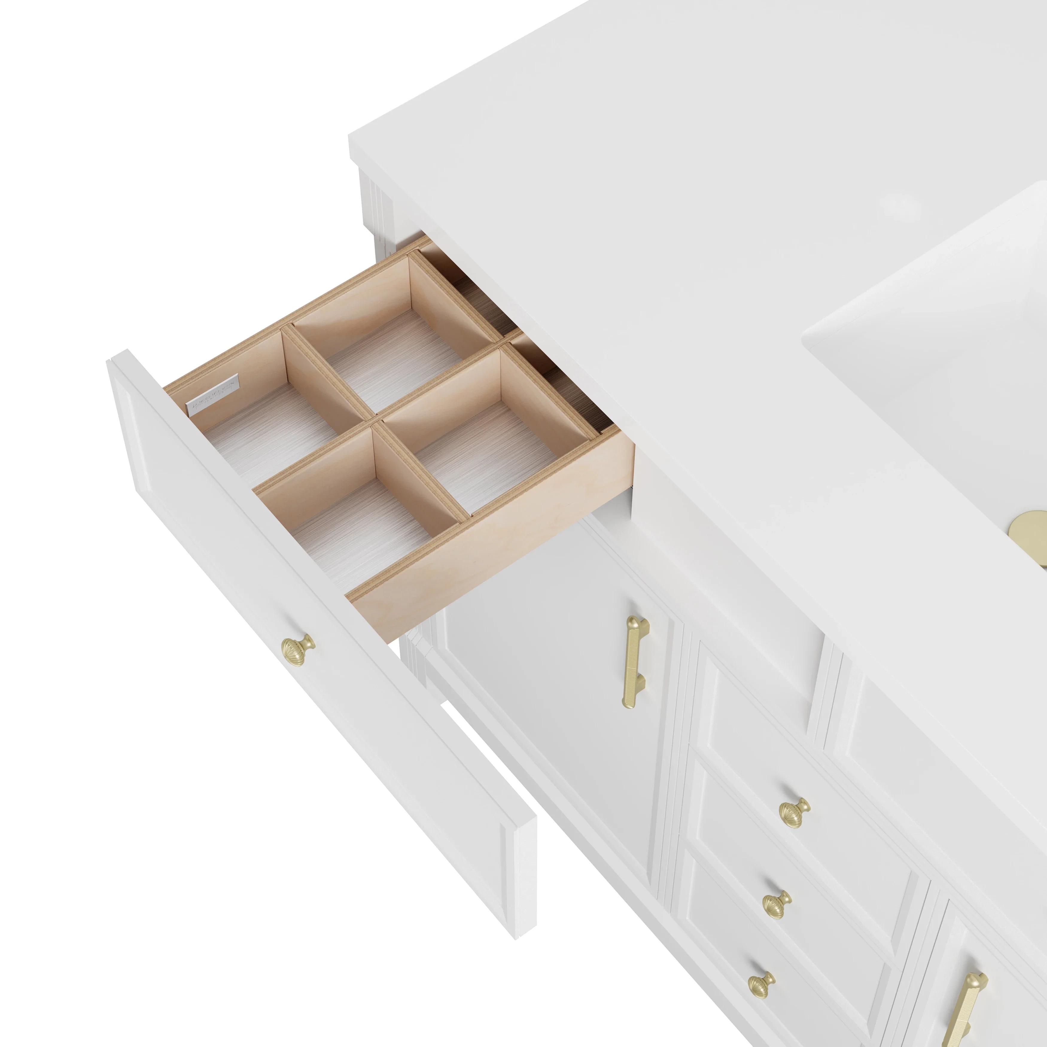Bellshire 48" Single Vanity, Bright White w/ 3 CM Ethereal Noctis Silestone Top