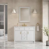 Bellshire 48" Single Vanity, Bright White w/ 3 CM Ethereal Noctis Silestone Top