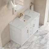Bellshire 48" Single Vanity, Bright White w/ 3 CM Ethereal Noctis Silestone Top