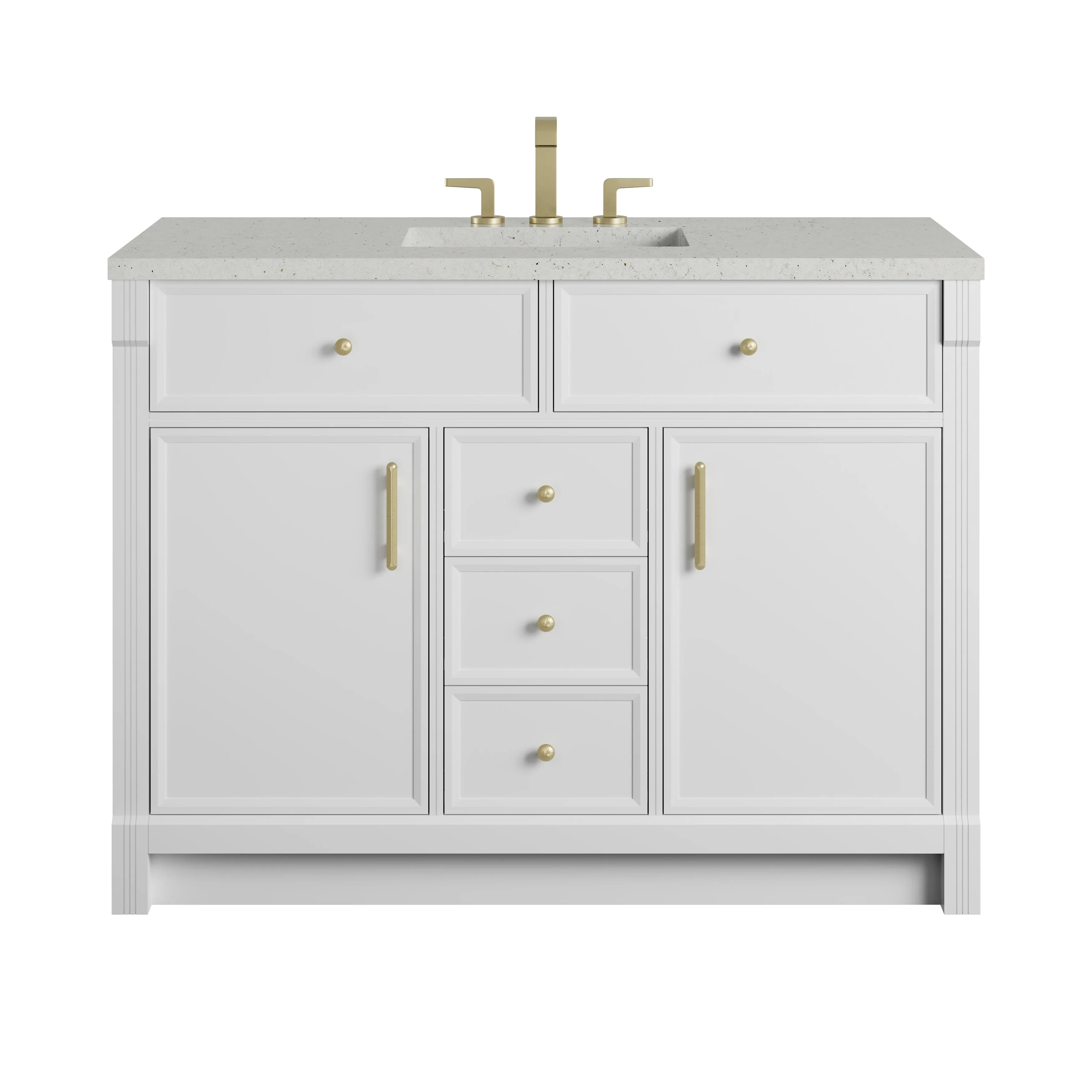 Bellshire 48" Single Vanity, Bright White w/ 3 CM Lime Delight Silestone Top