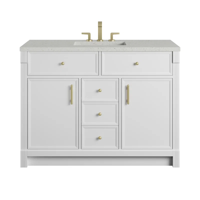 Bellshire 48" Single Vanity, Bright White w/ 3 CM Lime Delight Silestone Top