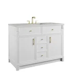 Bellshire 48" Single Vanity, Bright White w/ 3 CM Lime Delight Silestone Top