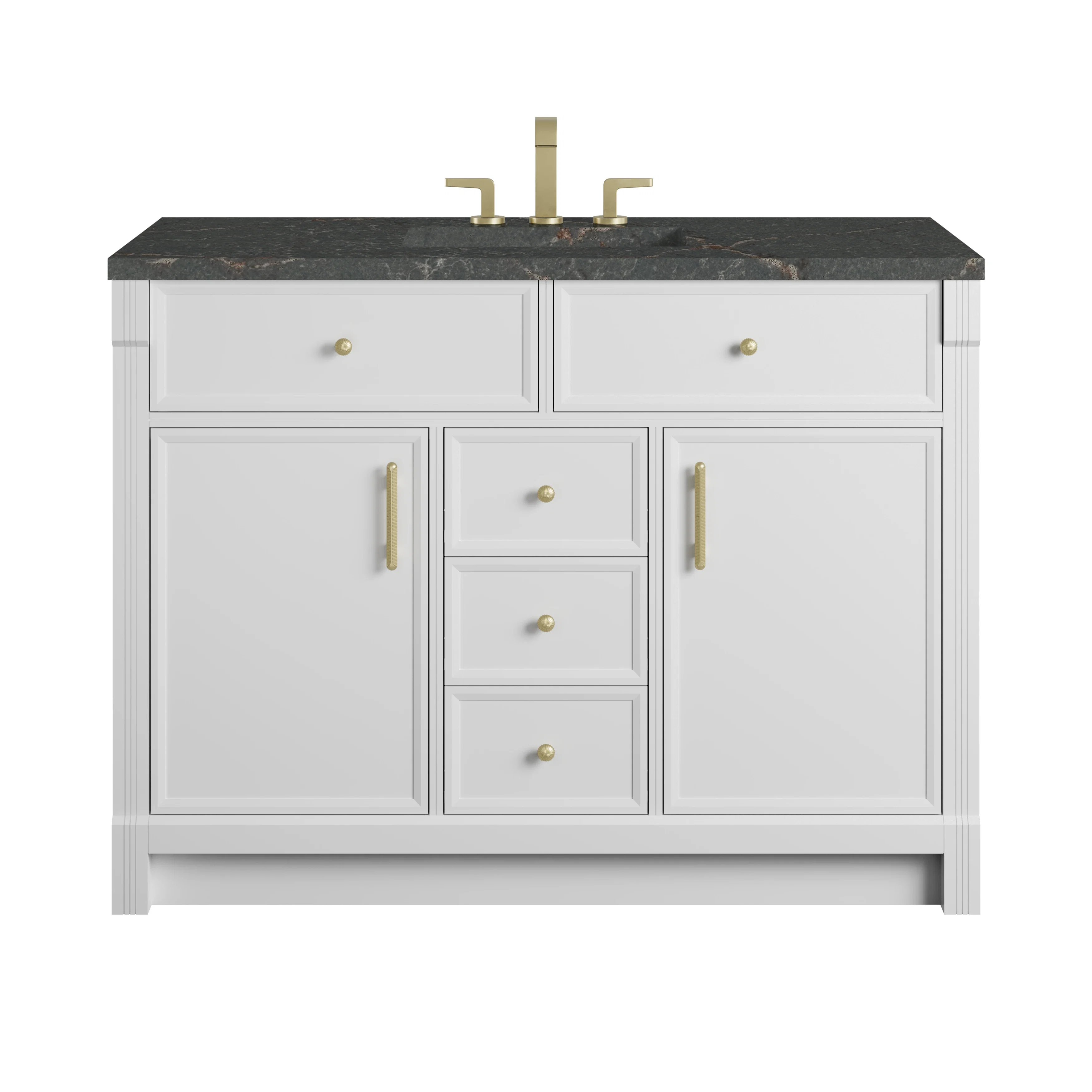 Bellshire 48" Single Vanity, Bright White w/ 3 CM Parisien Bleu Silestone Top