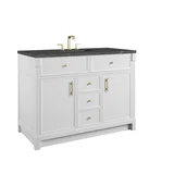 Bellshire 48" Single Vanity, Bright White w/ 3 CM Parisien Bleu Silestone Top
