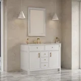 Bellshire 48" Single Vanity, Bright White w/ 3 CM Siberian Silestone Top