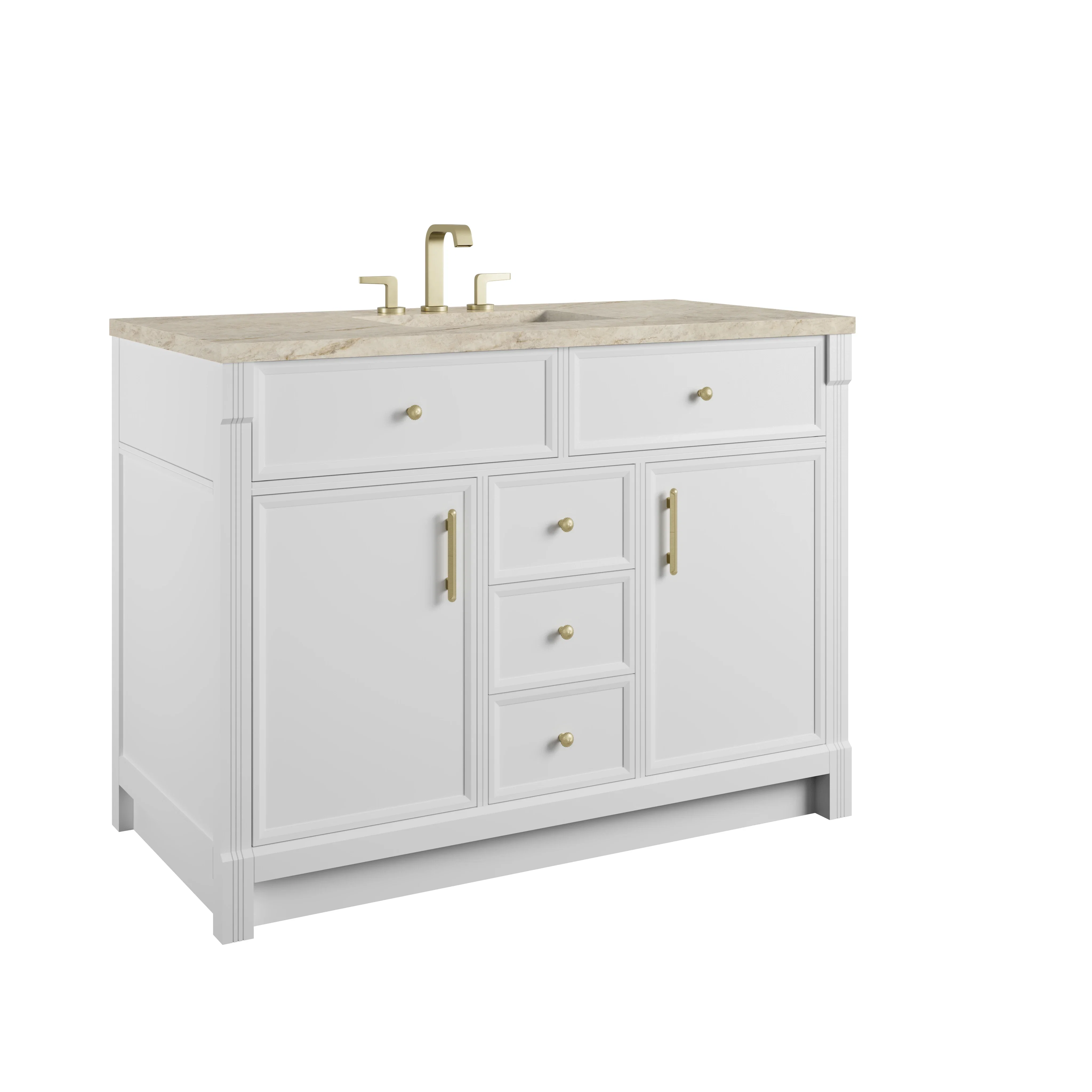 Bellshire 48" Single Vanity, Bright White w/ 3 CM Tajnar Eclos Top