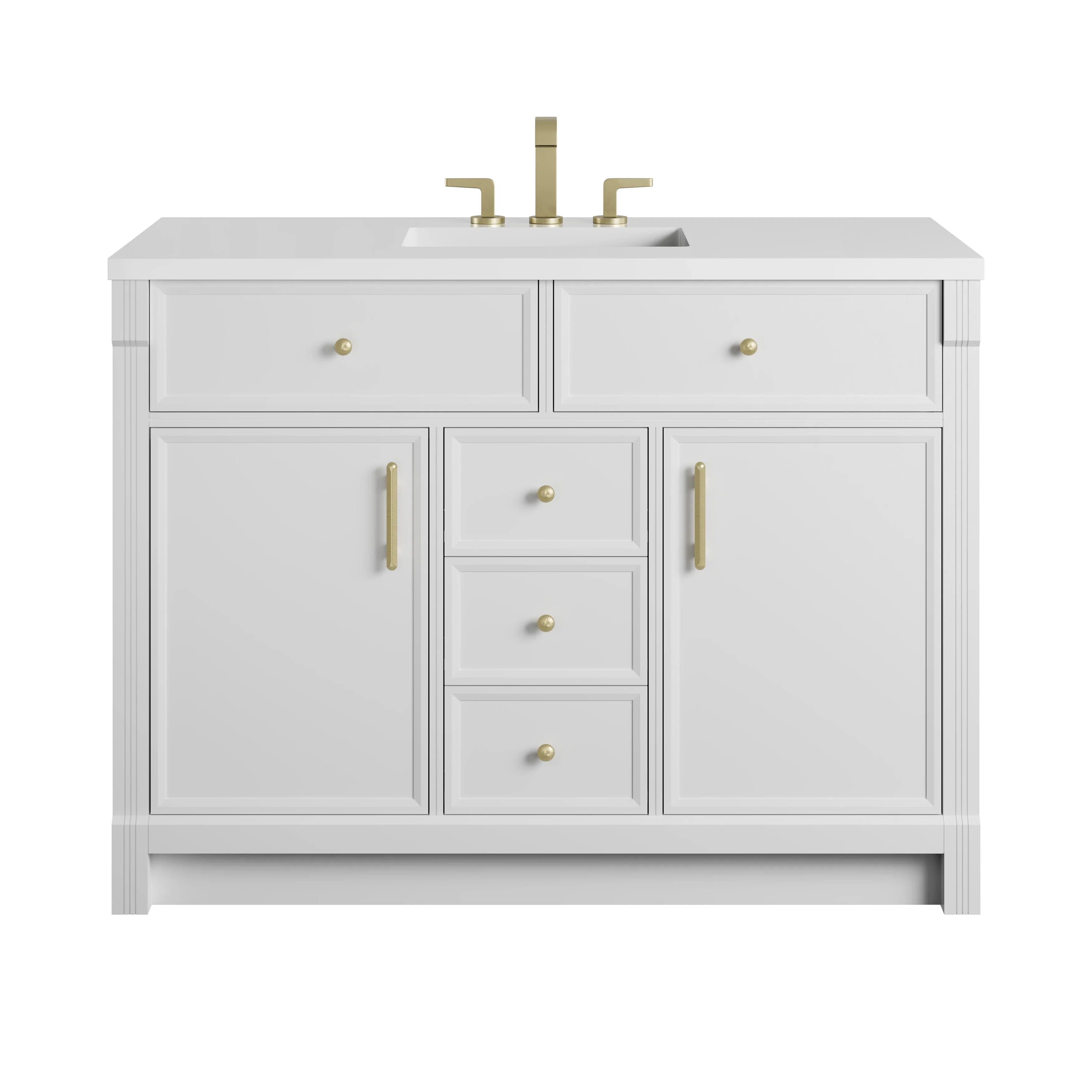 Bellshire 48" Single Vanity, Bright White w/ 3 CM White Zeus Silestone Top
