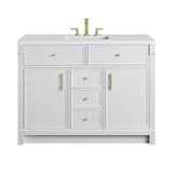 Bellshire 48" Single Vanity, Bright White w/ 3 CM White Zeus Silestone Top