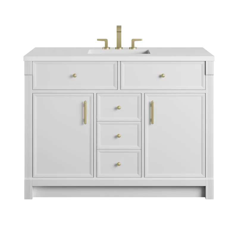 Bellshire 48" Single Vanity, Bright White w/ 3 CM White Zeus Silestone Top