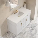 Bellshire 48" Single Vanity, Bright White w/ 3 CM White Zeus Silestone Top