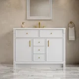 Bellshire 48" Single Vanity, Bright White w/ 3 CM White Zeus Silestone Top