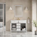 Bellshire 48" Single Vanity, Bright White w/ 3 CM White Zeus Silestone Top