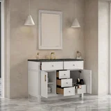 Bellshire 48" Single Vanity, Bright White w/ 3 CM Parisien Bleu Silestone Top w/FreePower Wireless Charger