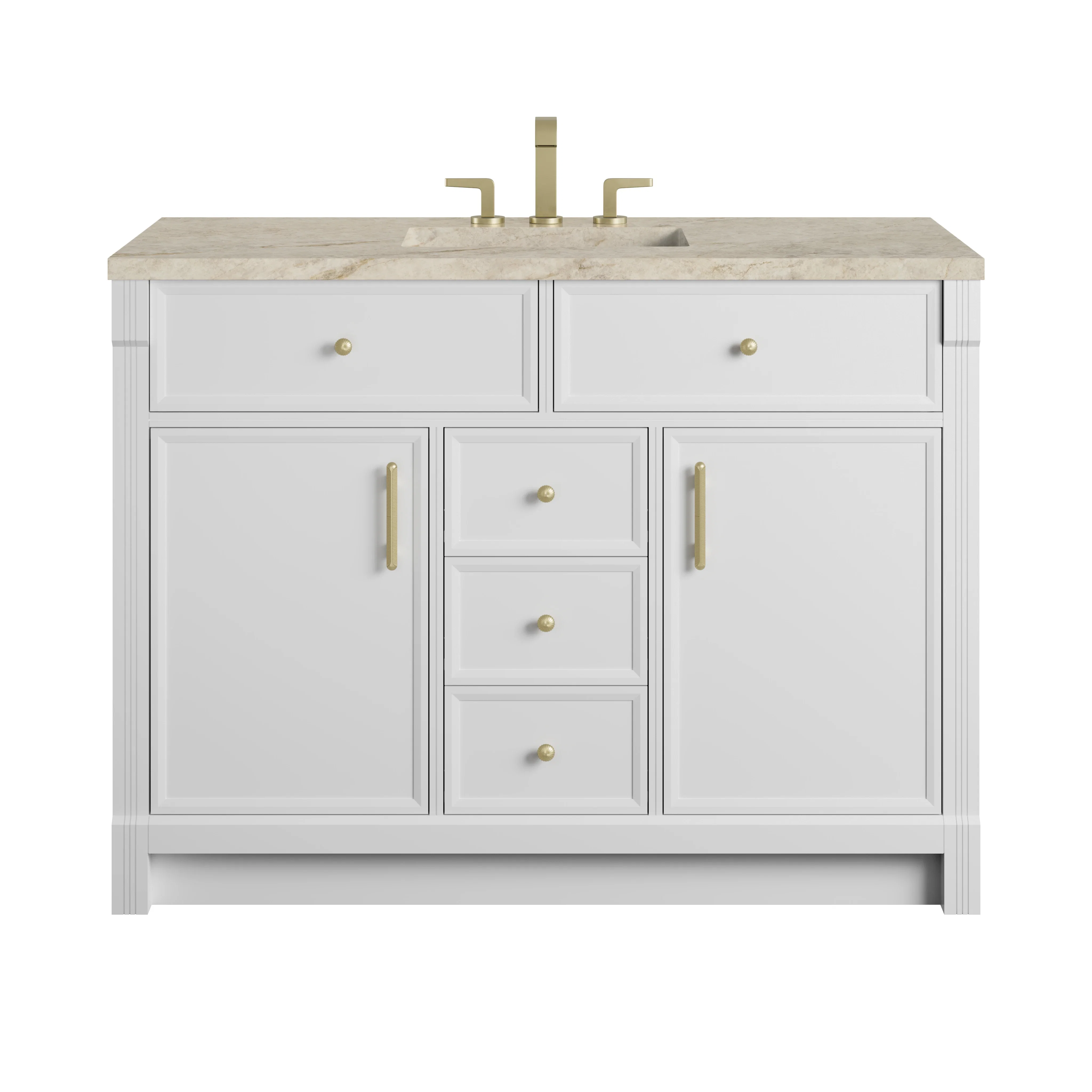 Bellshire 48" Single Vanity, Bright White w/ 3 CM Tajnar Eclos Top w/FreePower Wireless Charger