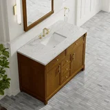 Bellshire 48" Single Vanity, Honey Oak w/ 3 CM Eternal Jasmine Pearl Silestone Top