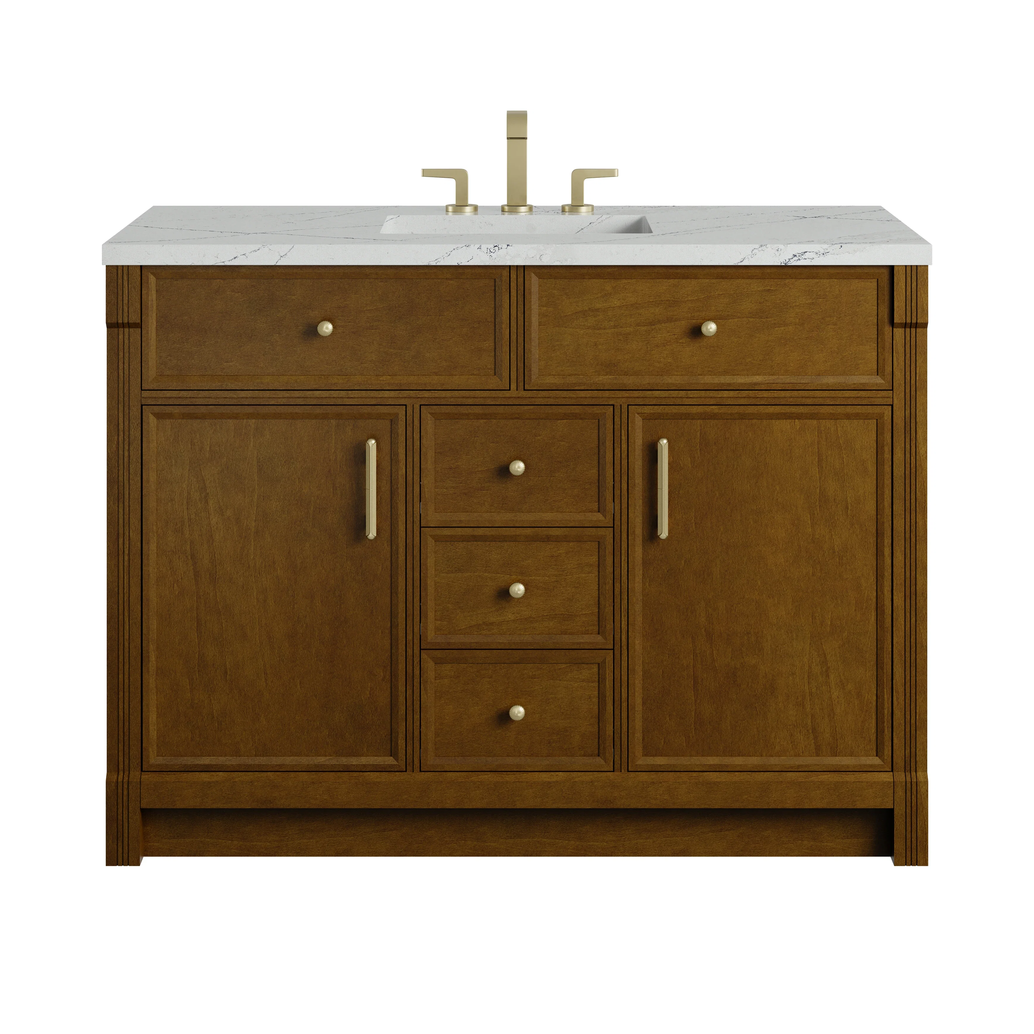 Bellshire 48" Single Vanity, Honey Oak w/ 3 CM Ethereal Noctis Silestone Top