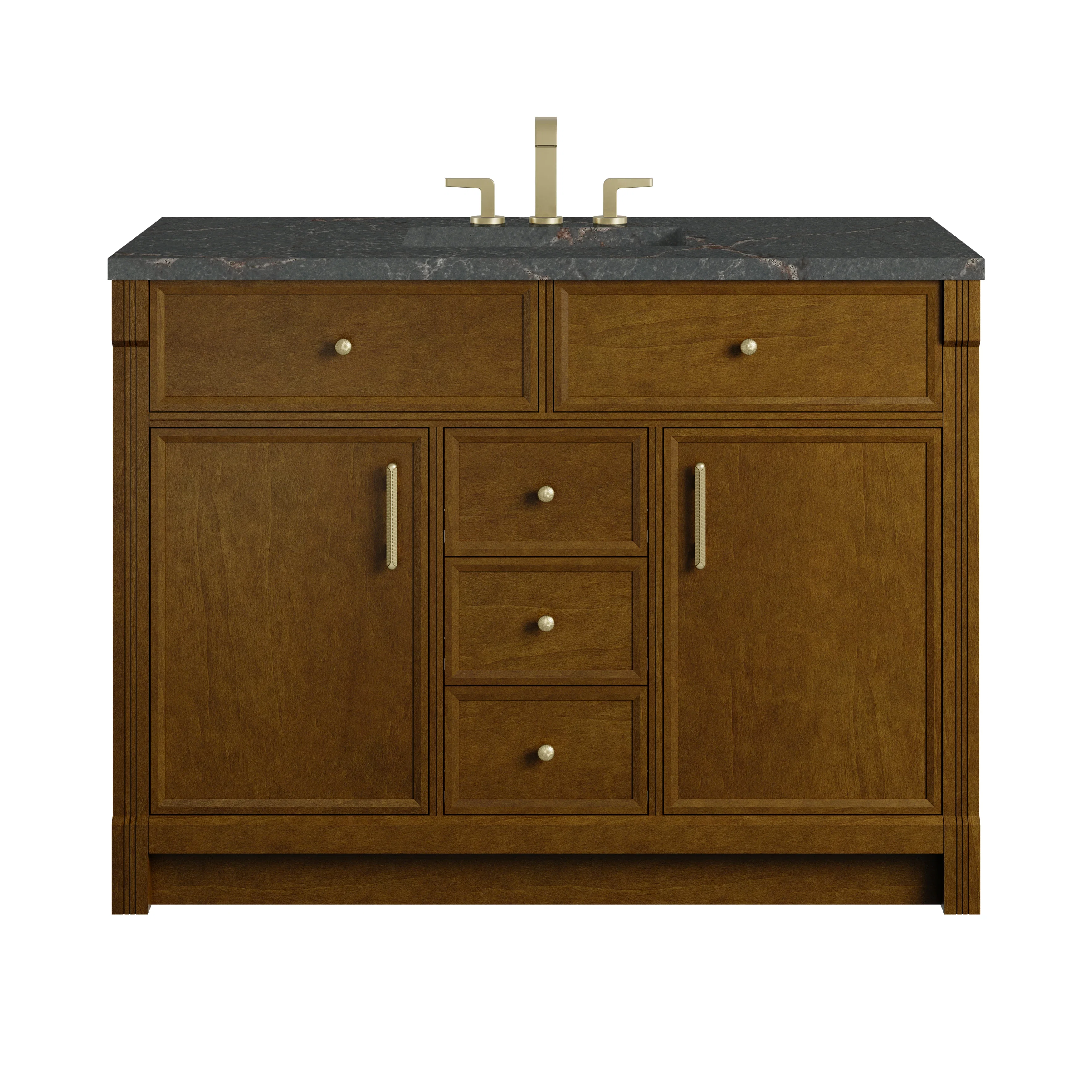 Bellshire 48" Single Vanity, Honey Oak w/ 3 CM Parisien Bleu Silestone Top