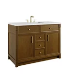 Bellshire 48" Single Vanity, Honey Oak w/ 3 CM Parisien Bleu Silestone Top