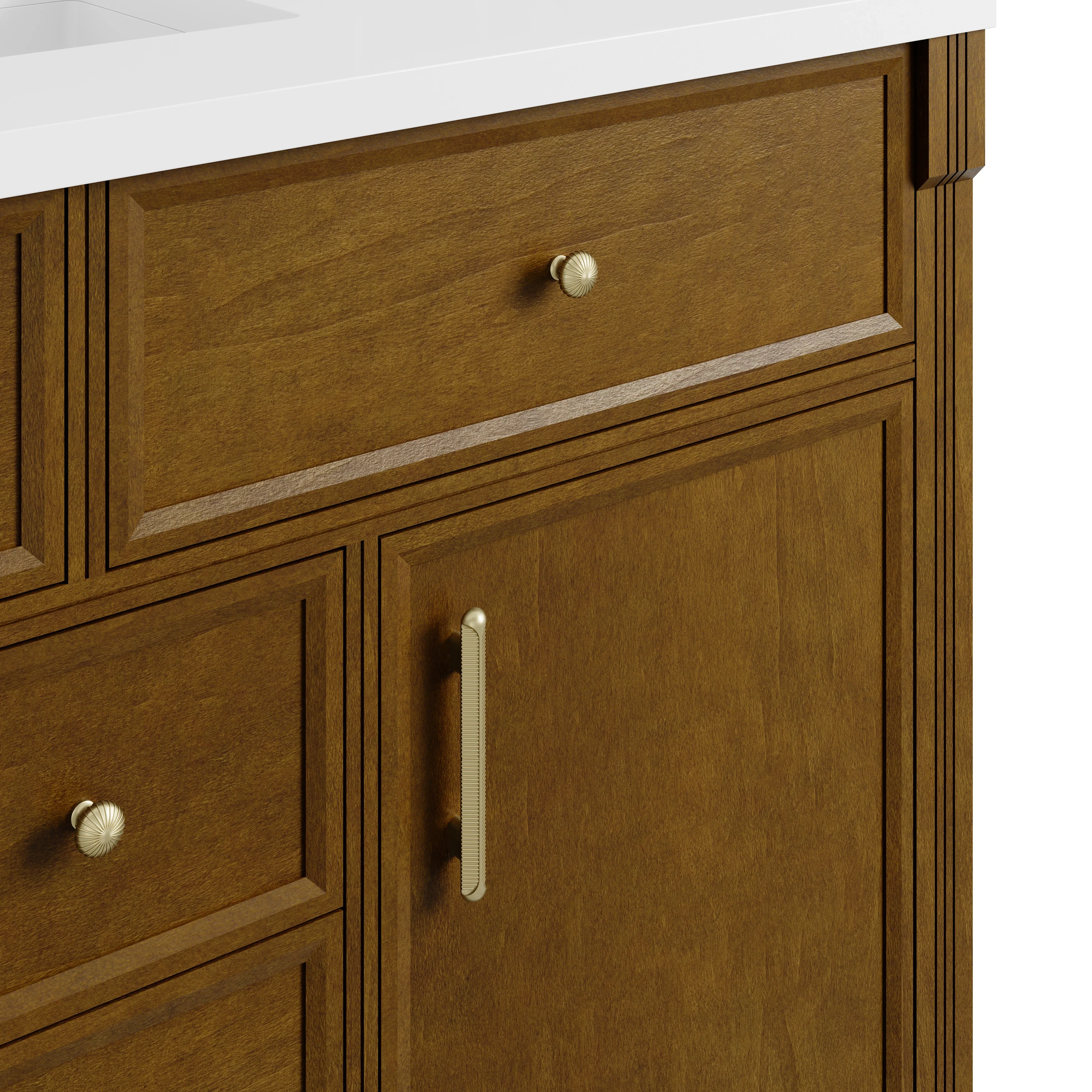 Bellshire 48" Single Vanity, Honey Oak w/ 3 CM Parisien Bleu Silestone Top