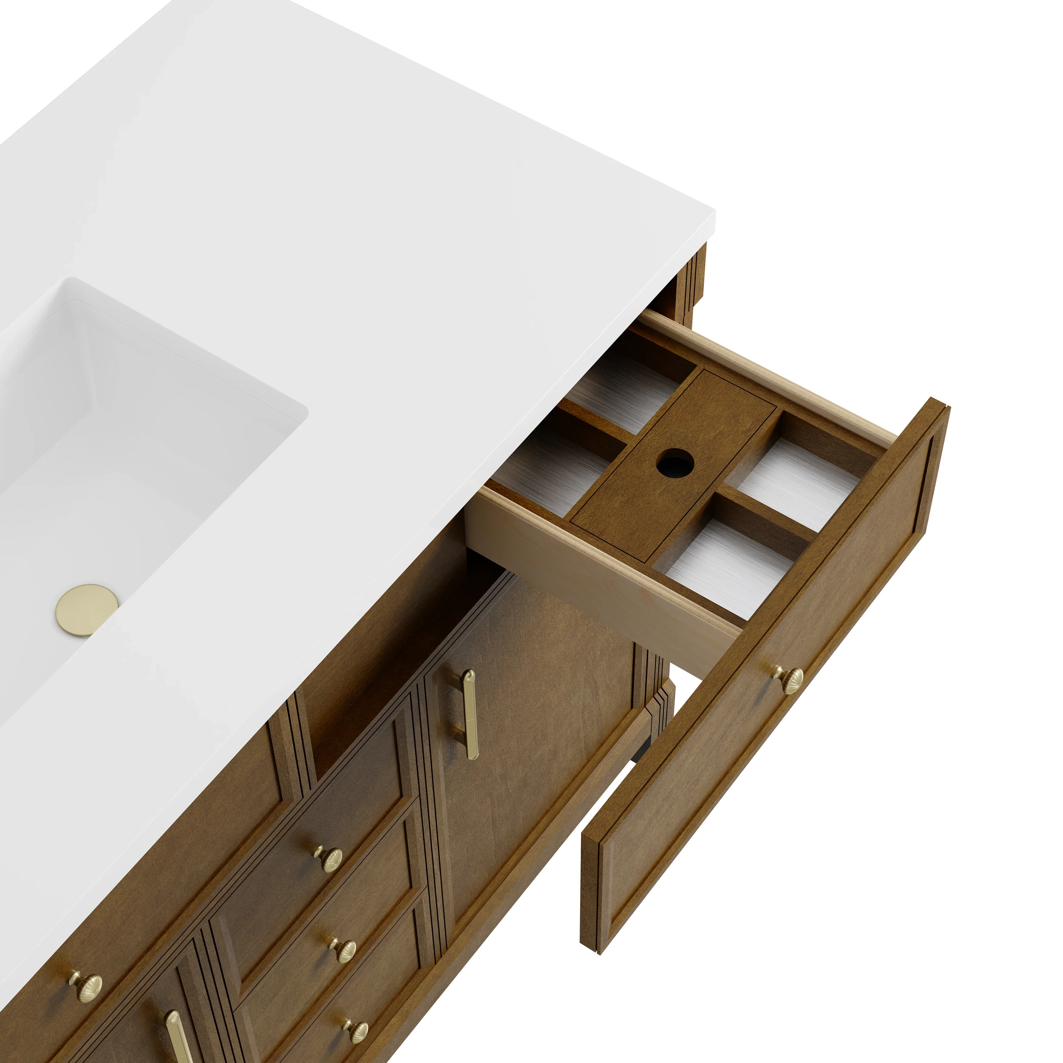 Bellshire 48" Single Vanity, Honey Oak w/ 3 CM Parisien Bleu Silestone Top