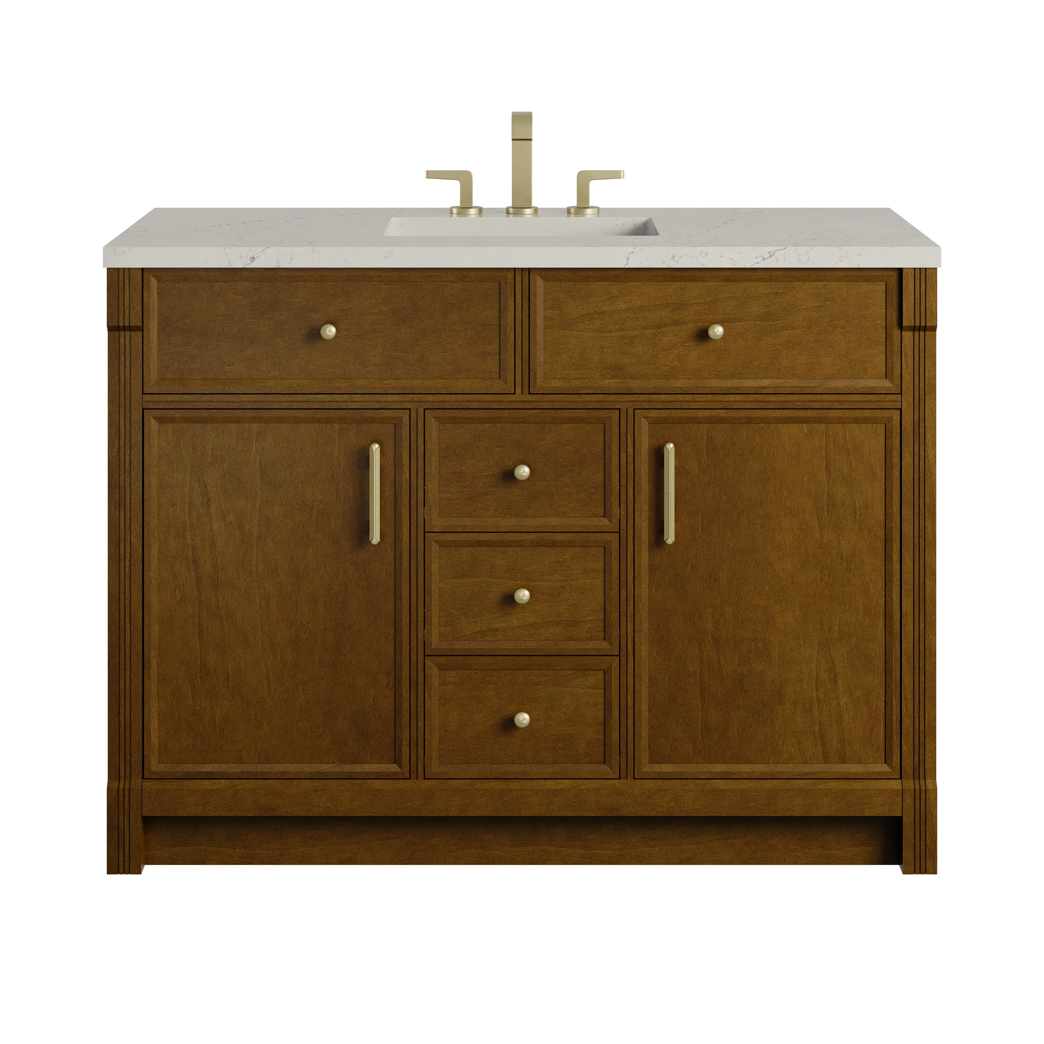 Bellshire 48" Single Vanity, Honey Oak w/ 3 CM Siberian Silestone Top