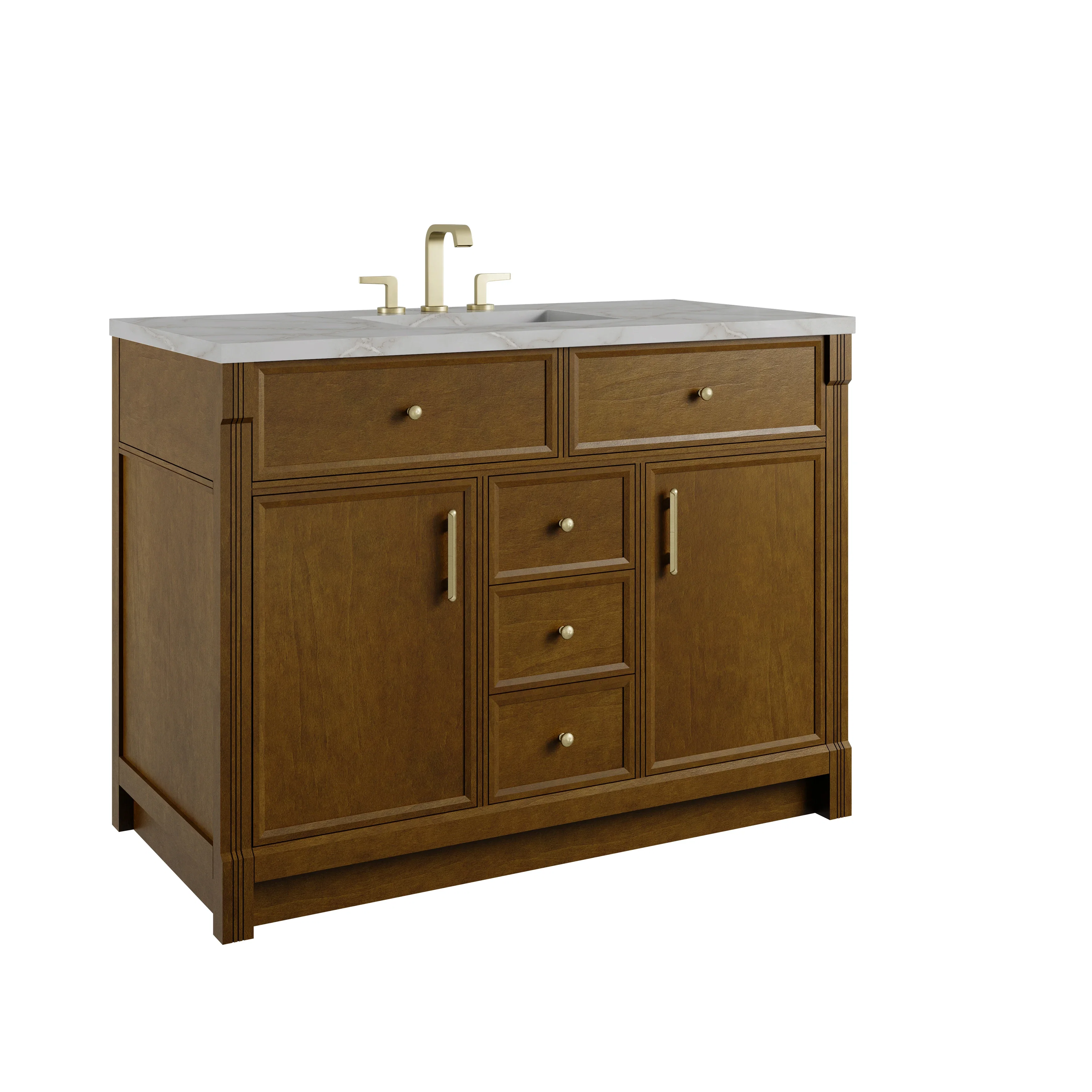 Bellshire 48" Single Vanity, Honey Oak w/ 3 CM Victorian Silver Silestone Top
