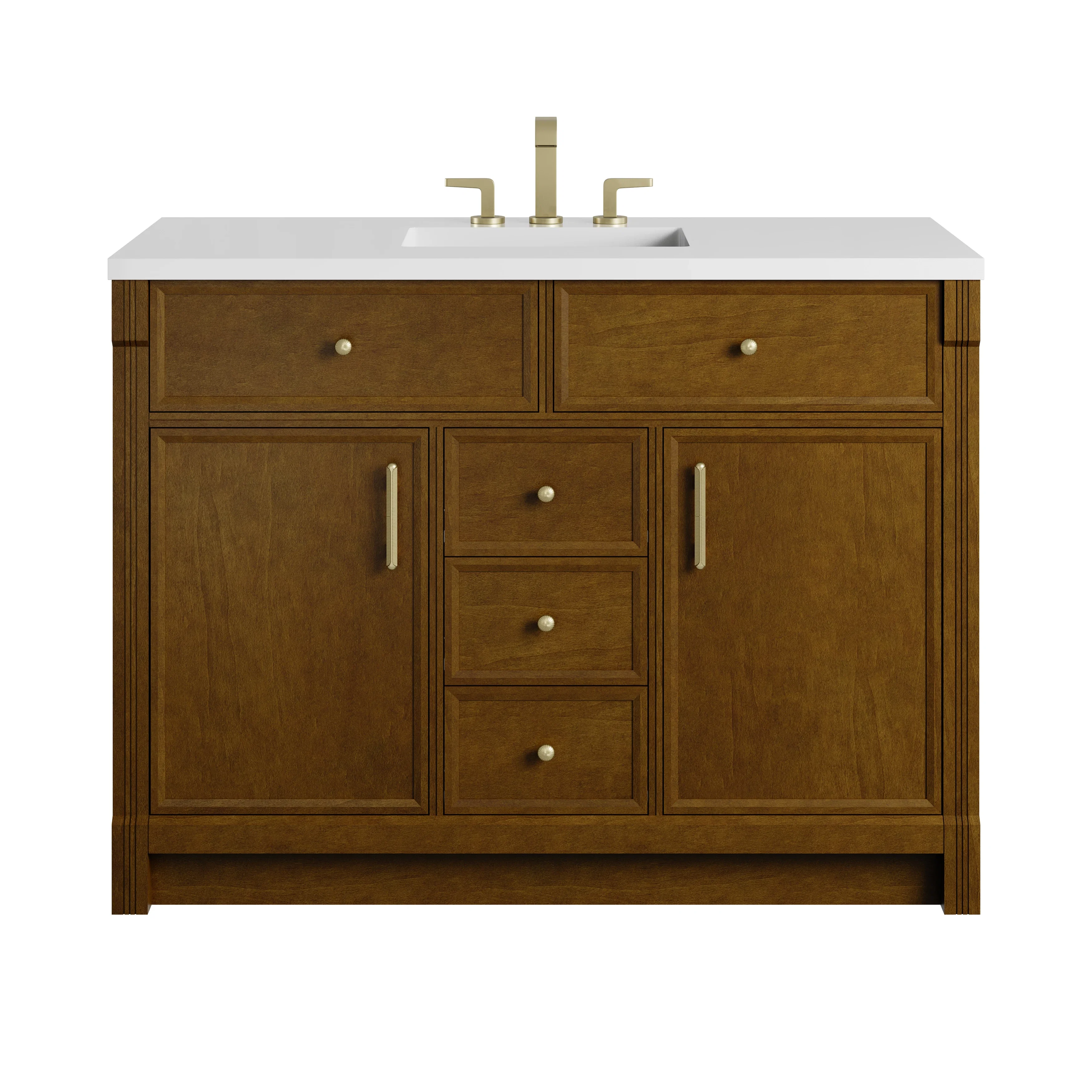 Bellshire 48" Single Vanity, Honey Oak w/ 3 CM White Zeus Silestone Top