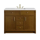 Bellshire 48" Single Vanity, Honey Oak w/ 3 CM White Zeus Silestone Top