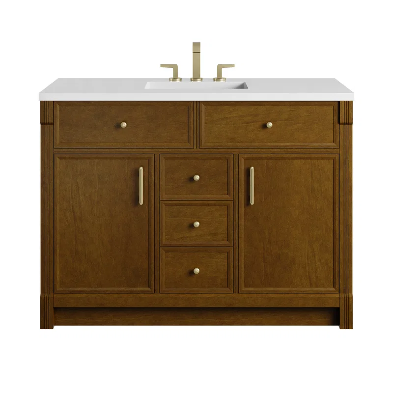 Bellshire 48" Single Vanity, Honey Oak w/ 3 CM White Zeus Silestone Top