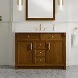 Bellshire 48" Single Vanity, Honey Oak w/ 3 CM White Zeus Silestone Top