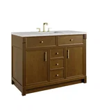Bellshire 48" Single Vanity, Honey Oak w/ 3 CM Eternal Jasmine Pearl Silestone Top w/FreePower Wireless Charger