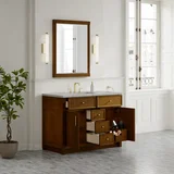 Bellshire 48" Single Vanity, Honey Oak w/ 3 CM Victorian Silver Silestone Top w/FreePower Wireless Charger