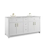 Bellshire 72" Double Vanity, Bright White w/ 3 CM Carrara Marble Top