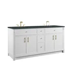 Bellshire 72" Double Vanity, Bright White w/ 3 CM Charcoal Soapstone Silestone Top